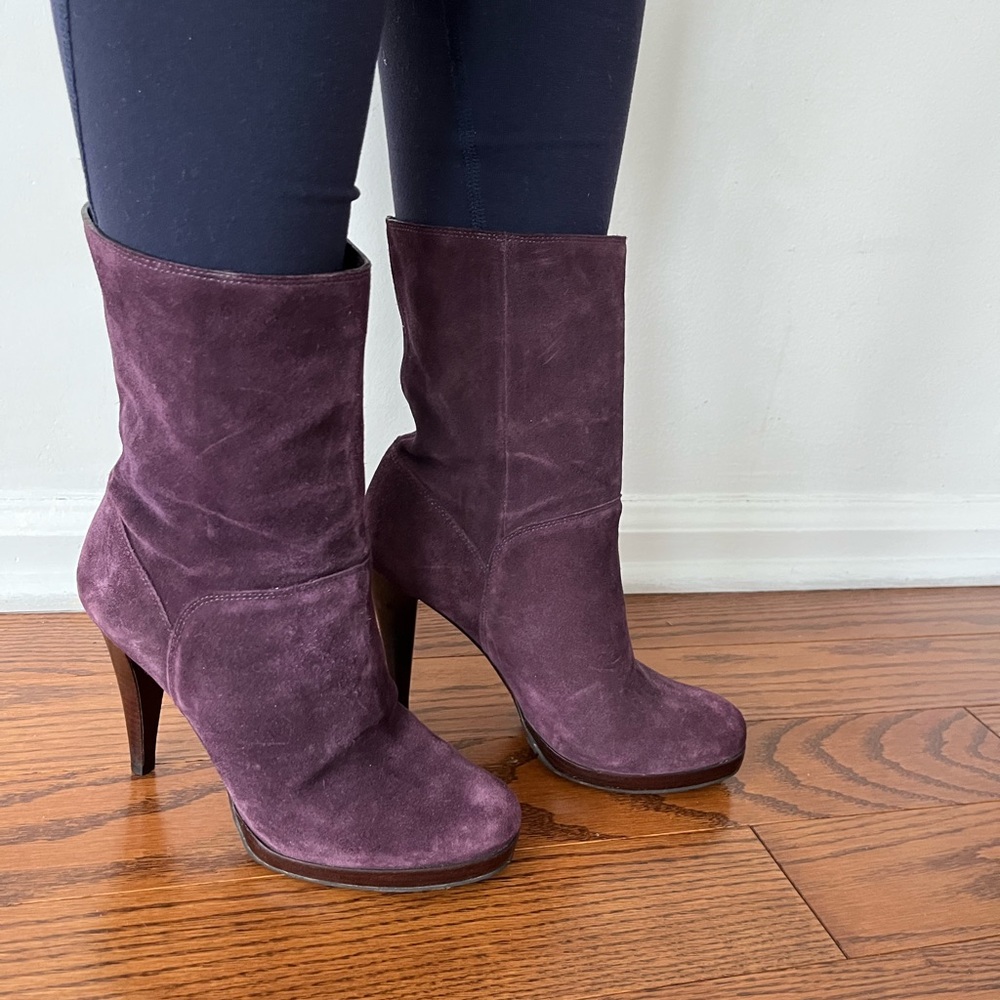 Cole Haan Air Kennedy woman’s 6B purple suede. Heel 4.75 with toe platform
